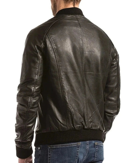 Nomad Black Leather Bomber Jacket