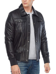 Nomad Black Leather Bomber Jacket