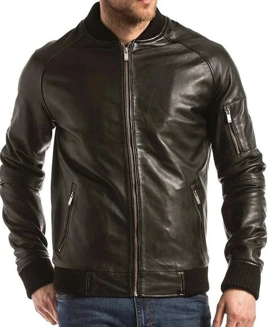 Nomad Black Leather Bomber Jacket