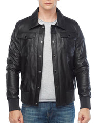 Nomad Black Leather Bomber Jacket