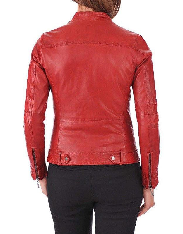 Odyssey Red Leather Biker Jacket