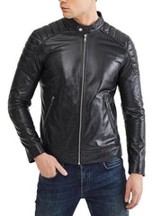 Omega Black Leather Biker Jacket