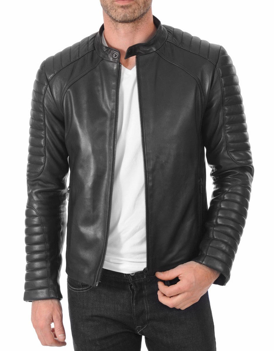 Onyx Black Leather Biker Jacket