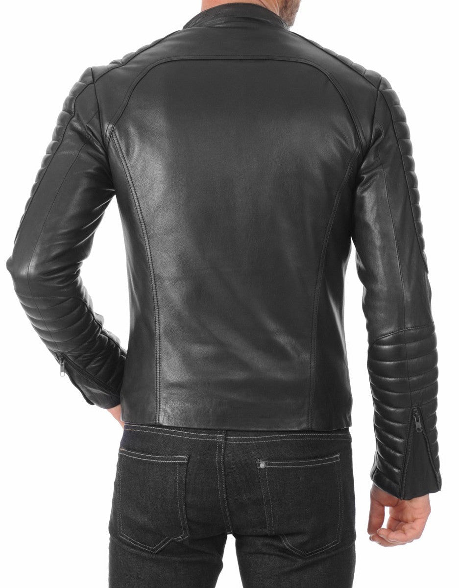 Onyx Black Leather Biker Jacket