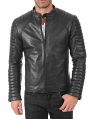 Onyx Black Leather Biker Jacket