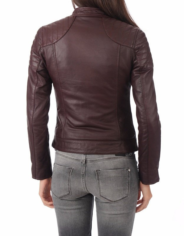 Opal Brown Leather Biker Jacket