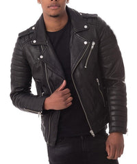 Orion Black Leather Biker Jacket