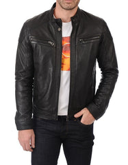 Outlaw Black Leather Biker Jacket