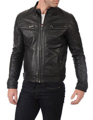 Outlaw Black Leather Biker Jacket