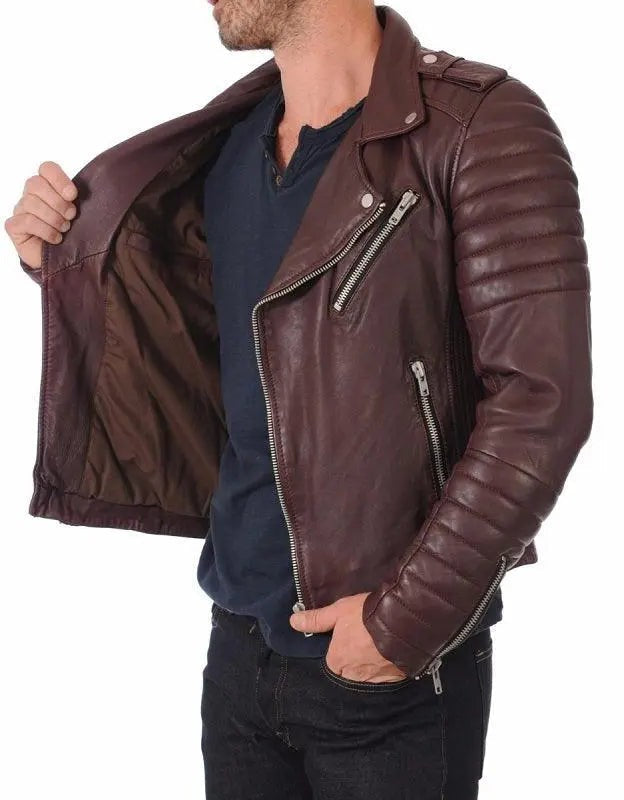 Panther Brown Leather Biker Jacket