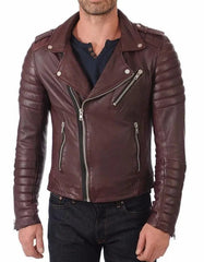 Panther Brown Leather Biker Jacket