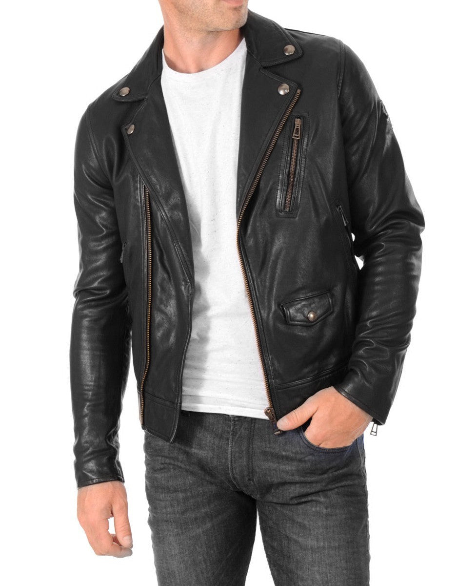 Phoenix Black Leather Biker Jacket