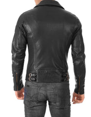 Phoenix Black Leather Biker Jacket