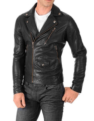 Phoenix Black Leather Biker Jacket