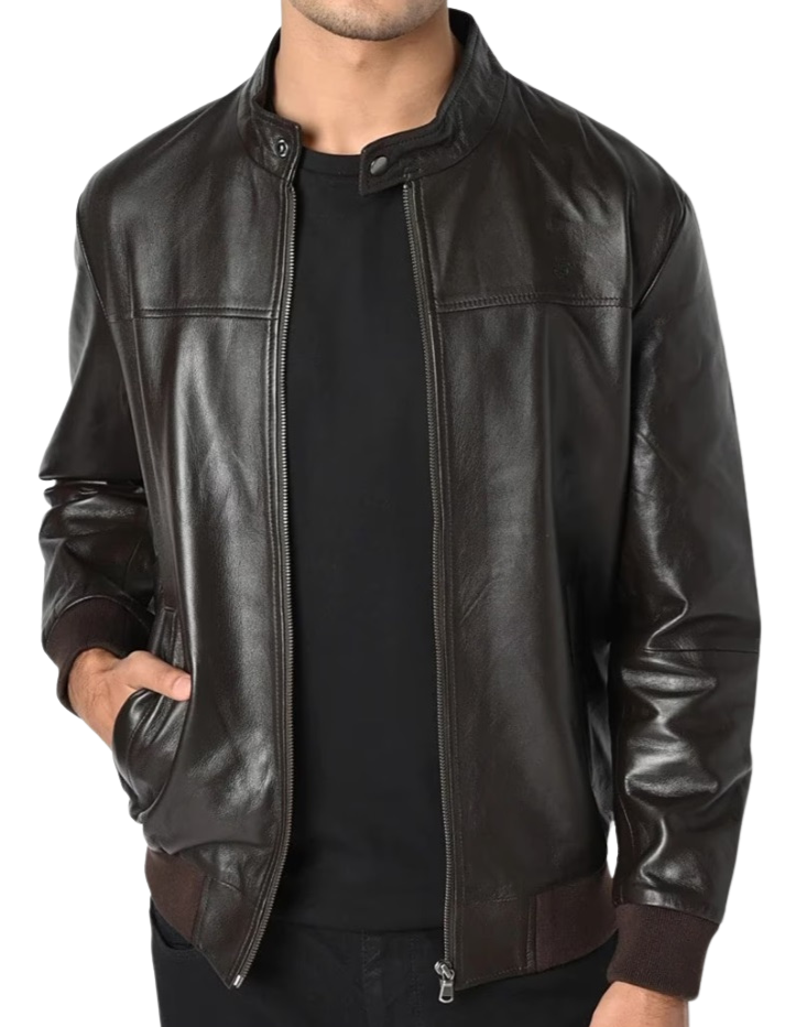 Pioneer Brown Leather Bomber Jacket