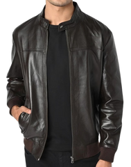 Pioneer Brown Leather Bomber Jacket