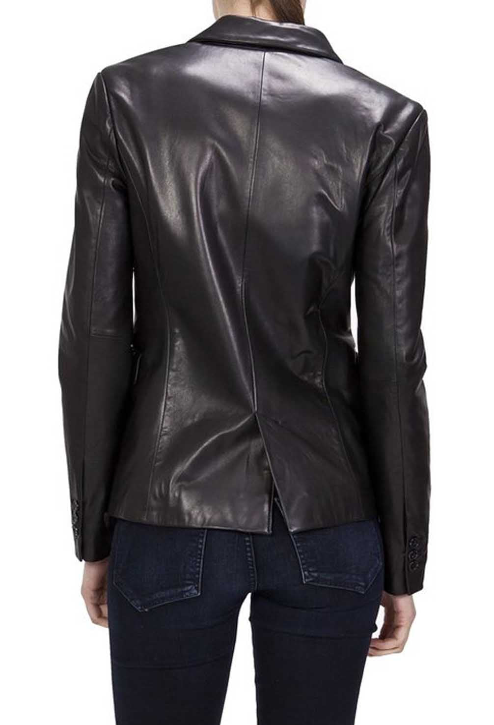 Prism Black Leather Blazer