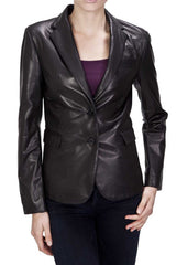 Prism Black Leather Blazer