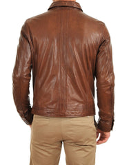 Quantum Brown Leather Biker Jacket