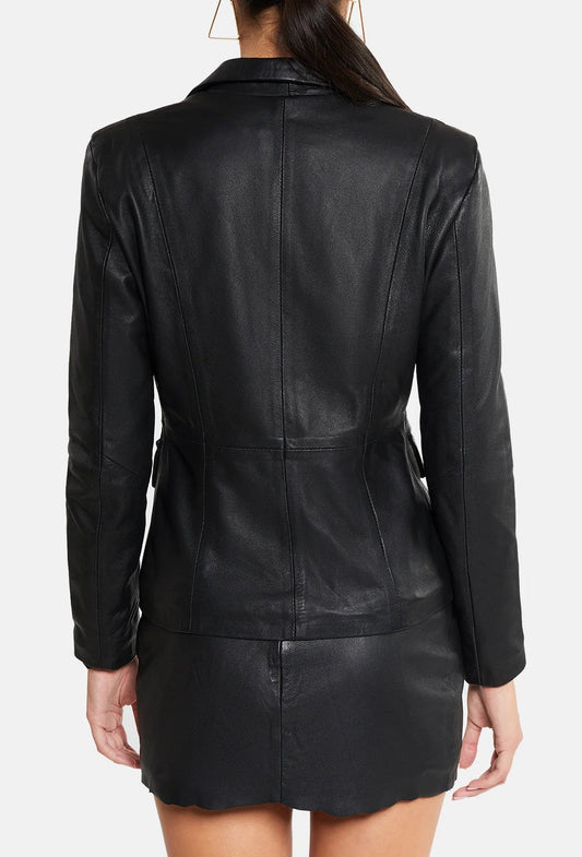 Radiance Black Leather Blazer