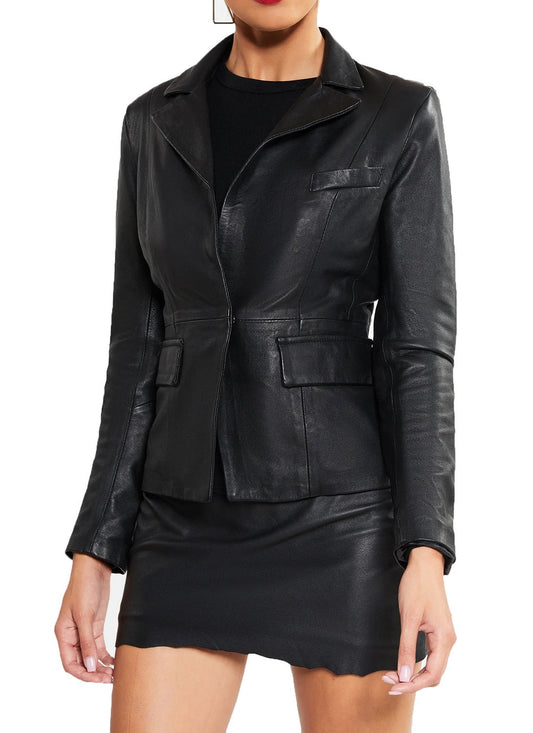 Radiance Black Leather Blazer