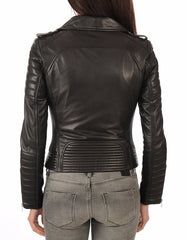 Radiant Black Leather Biker Jacket