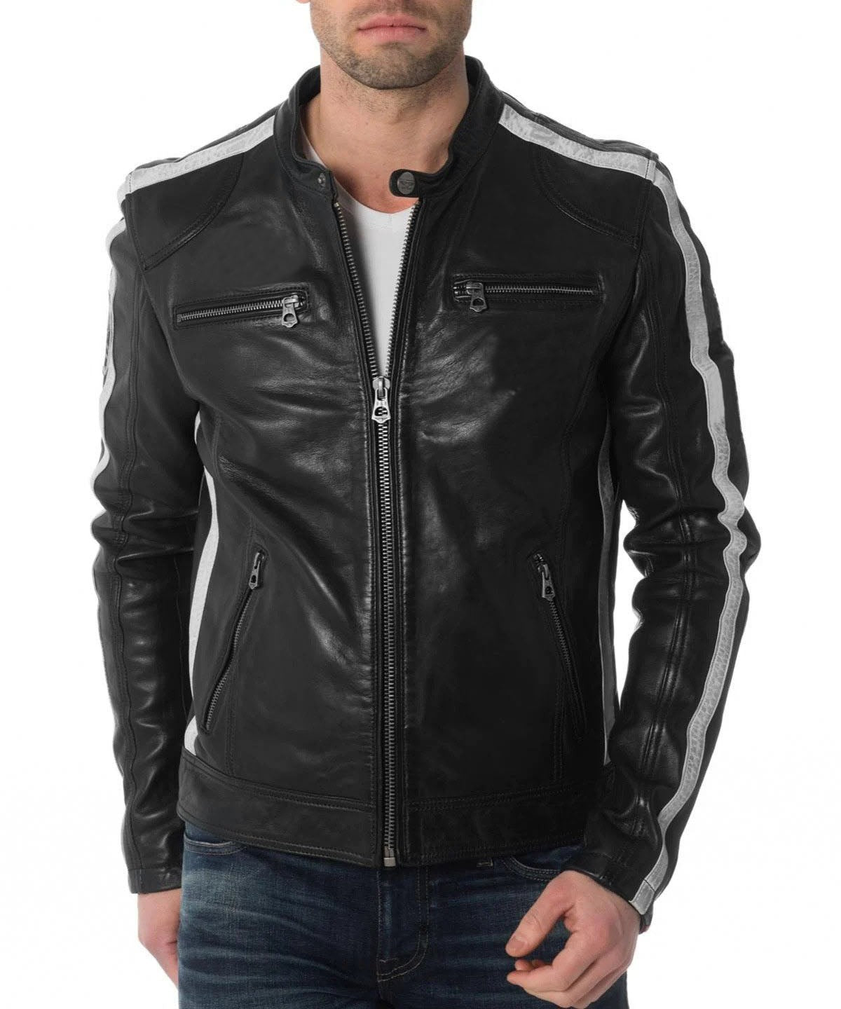 Raptor Black Leather Biker Jacket