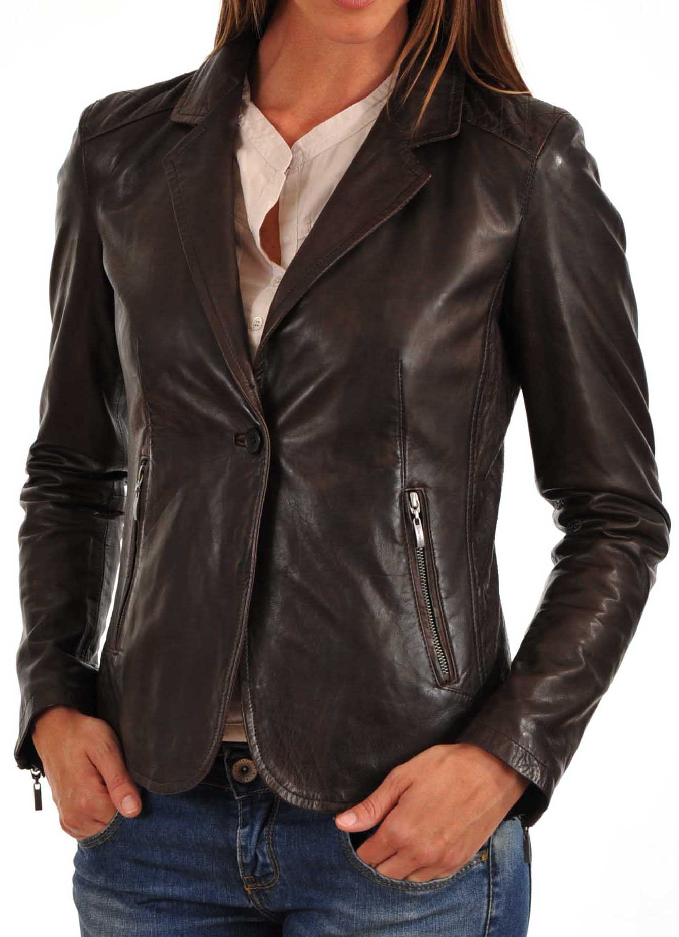 Raven Brown Leather Blazer