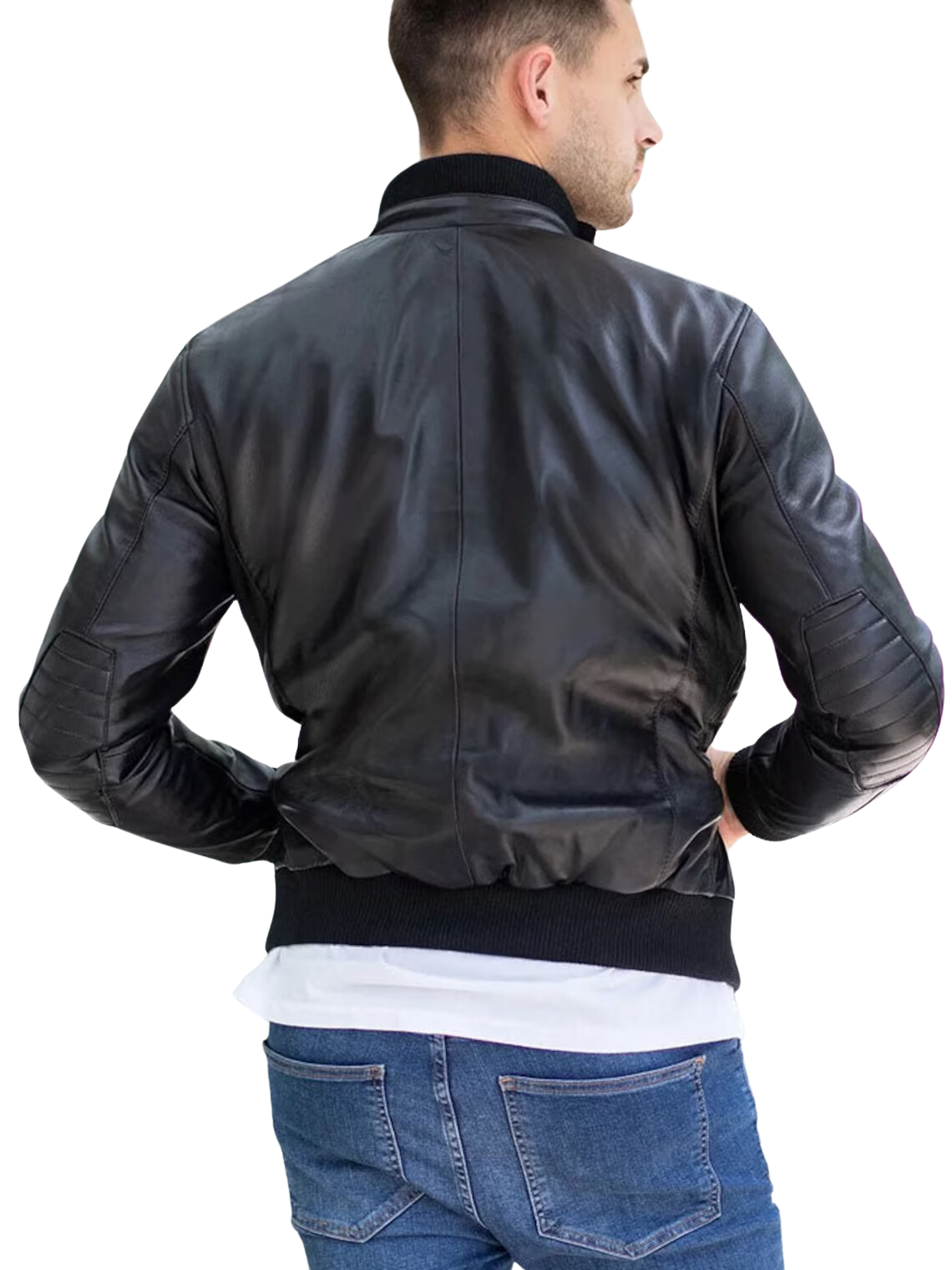 Rebel Black Leather Bomber Jacket