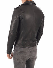 Regal Black Leather Biker Jacket