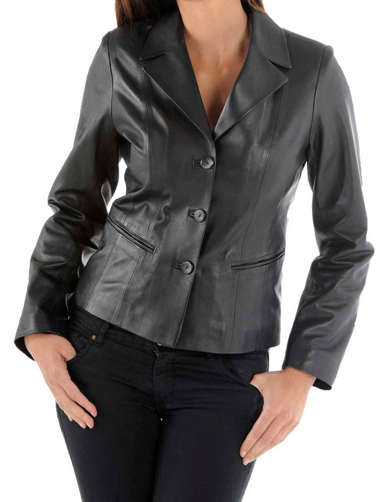 Revolve Black Leather Blazer