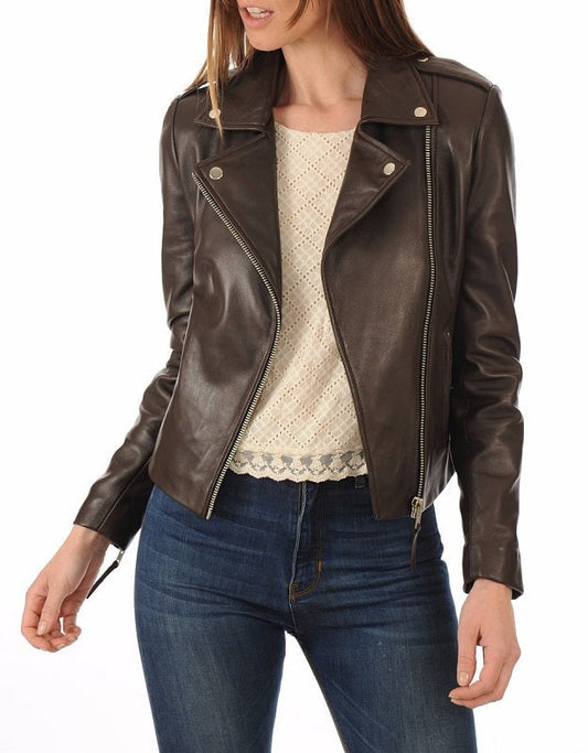 Rogue Brown Leather Biker Jacket