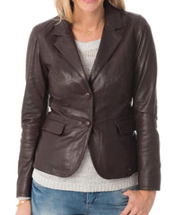 Rouge Brown Leather Blazer