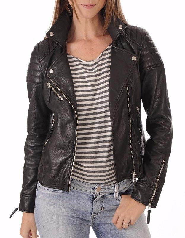 Sable Black Leather Biker Jacket