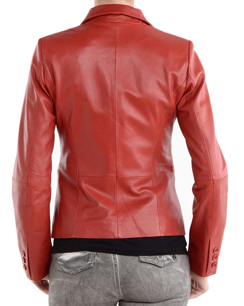 Sapphire Red Leather Blazer