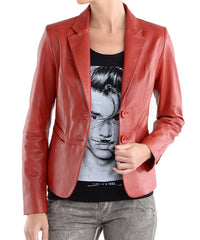 Sapphire Red Leather Blazer