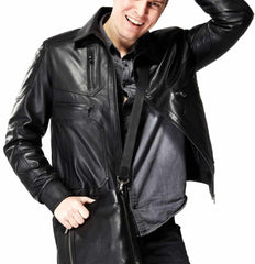 Serenity Black Leather Bomber Jacket