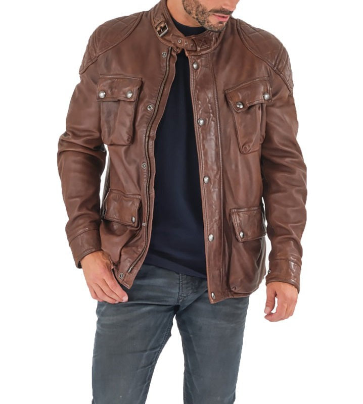 Serpent Brown Leather 3/4 Length Jacket