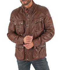 Serpent Brown Leather 3/4 Length Jacket