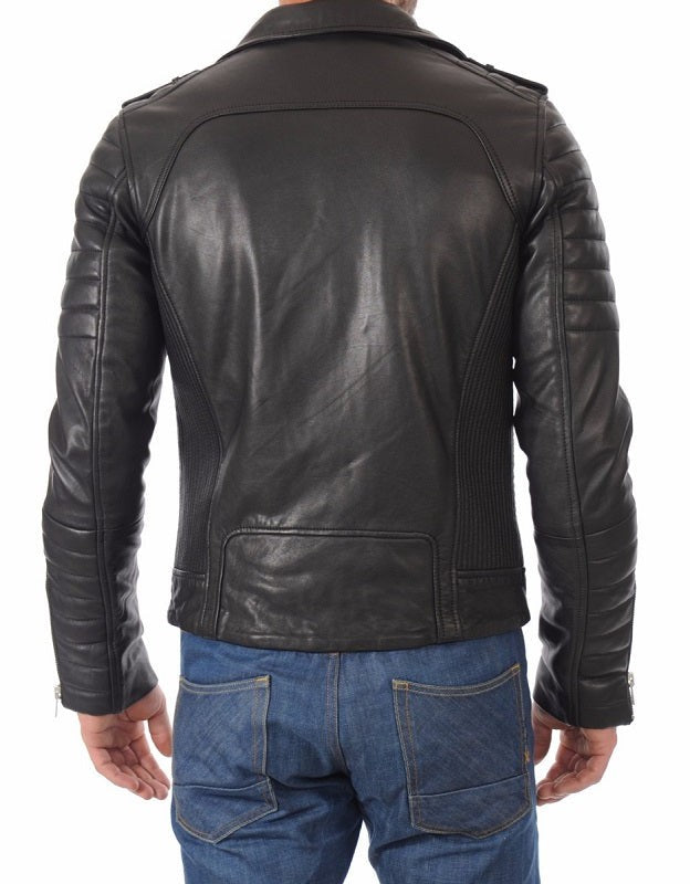 Shadow Black Leather Biker Jacket