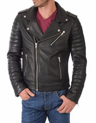 Shadow Black Leather Biker Jacket