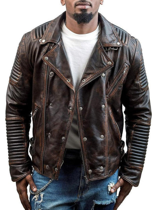 Spectrum Brown Leather Biker Jacket