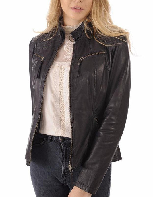 Starlight Black Leather Biker Jacket