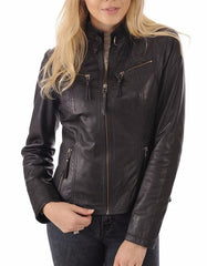 Starlight Black Leather Biker Jacket