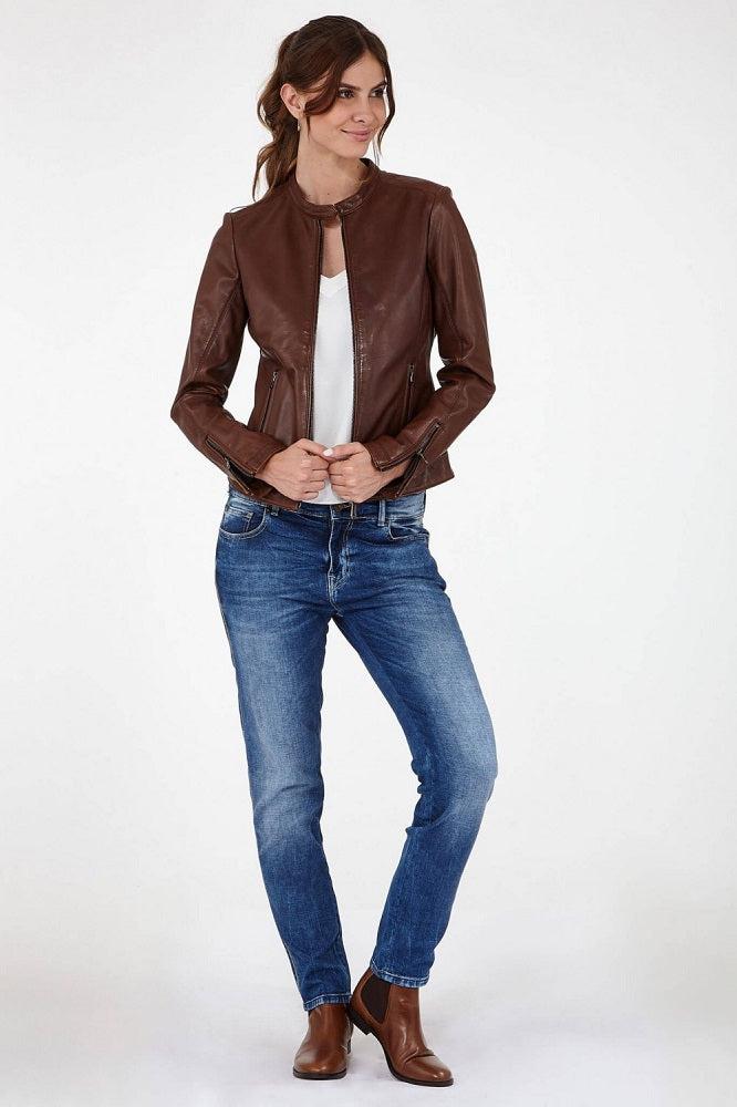 Stellar Brown Leather Biker Jacket