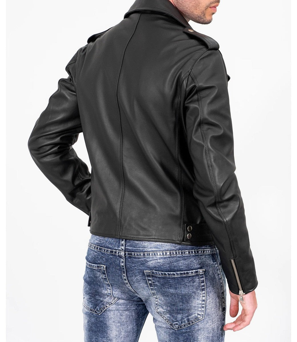 Striker Black Leather Biker Jacket