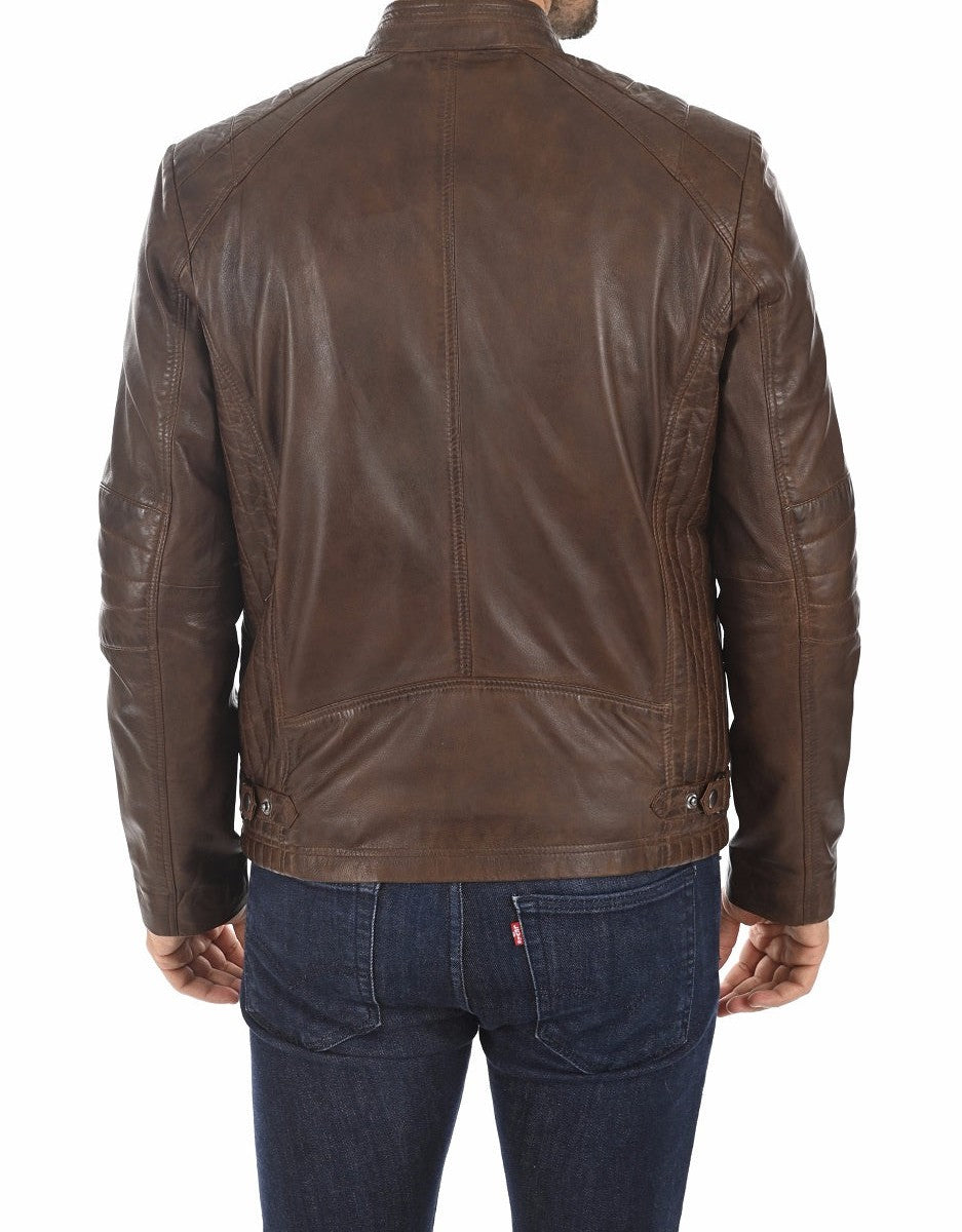 Stryker Brown Leather Biker Jacket