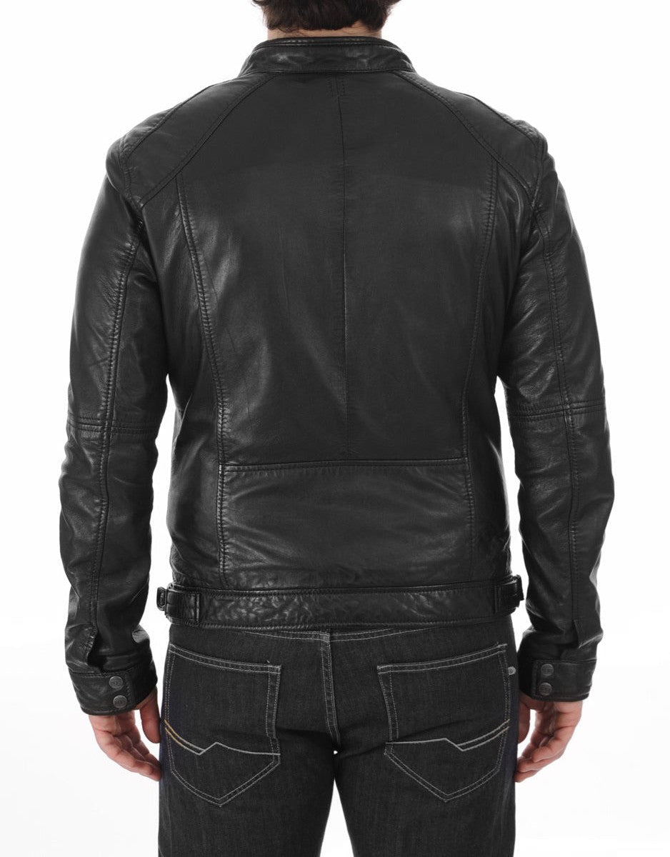 Summit Black Leather Biker Jacket