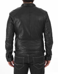 Summit Black Leather Biker Jacket