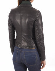 Symphony Black Leather Biker Jacket